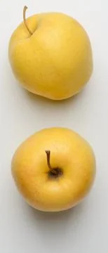 Two yellow apples on white background Stock Photos