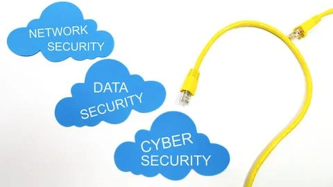Two yellow cables connected to a blue cloud Stock Photos
