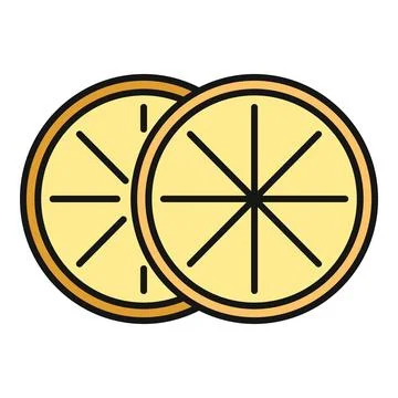 Two yellow citrus fruit slices vector icon Stock Illustration