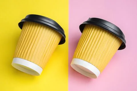 Two yellow coffee cups Stock Photos
