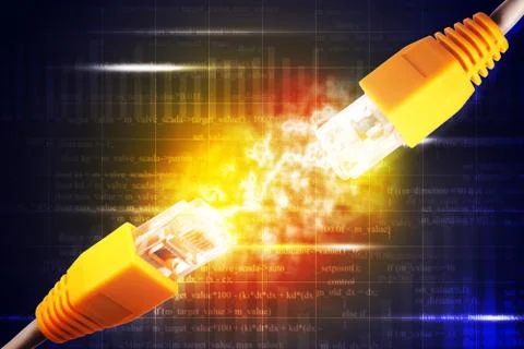Two yellow computer cables Illustrazione stock