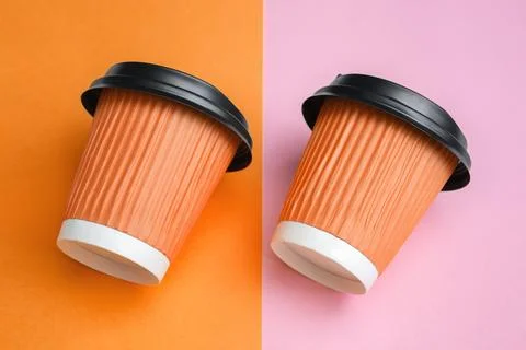 Two yellow cups for coffee Stock Photos