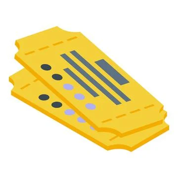 Two yellow event tickets lying over each other isometrically Ilustração Stock