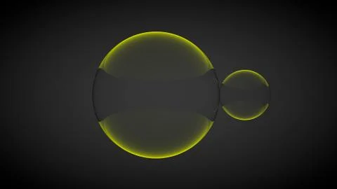 Two yellow glass balls. 3D render Stock Illustration