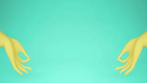 Two yellow hands in gyan mudra, yoga meditation calm peac concept, turquoise  Stock Illustration