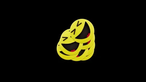 Two Yellow Laughing Emojis on Black Background Video stock 330920231