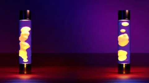 Two yellow lava lamp lighting on dark backdrop with free place Ilustración de archivo