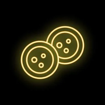 Two yellow neon buttons glowing on black background Stock Illustration