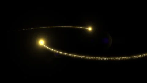 Two yellow orbs that collide while trailing tails and emit light Stock Footage 332231660