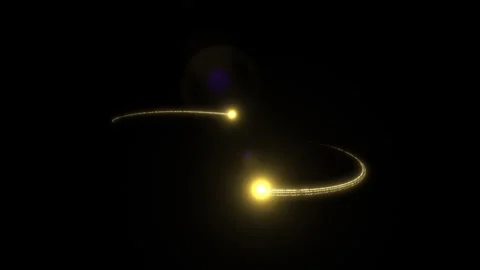 Two yellow orbs of light spinning while trailing tails Stock Footage 332266121