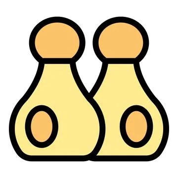 Two yellow perfume bottles with orange label and cap forming the letter m Illustration