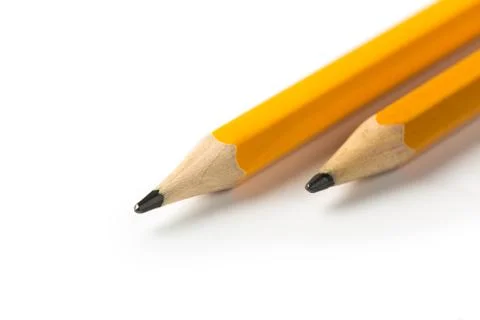 Two Yellow short pencil on isolate white background 写真素材