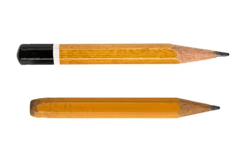 Two Yellow short pencil on isolate white background 写真素材