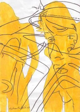 Two Yellow Silhouettes Stock Illustration
