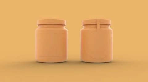 Two yellow solid plastic medicine bottle for vitamin, tablet or drugs pharmac Stock Illustration