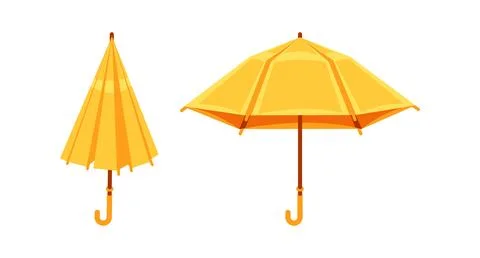 Two yellow umbrellas protecting from rain and sun Illustrazione stock