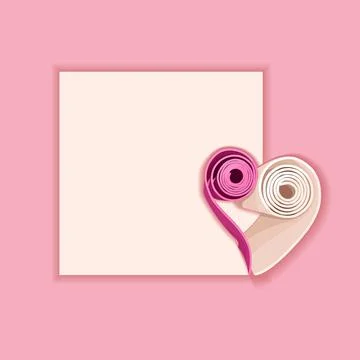 Two yoga mats stacked in the shape of heart. Pink and beige colors. Stock Illustration