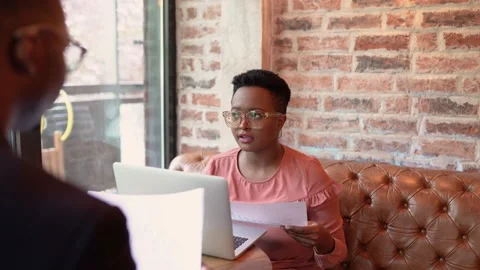 Two young African American having a business meeting. Stock Footage 155808963