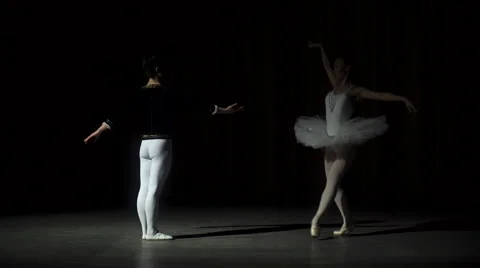 Two Young Ballet Dancers Practicing Stock Footage 68186611