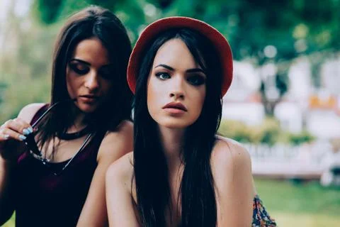 Two young beautiful Stock Photos