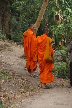 Two young Buddhist monk Stock Photos