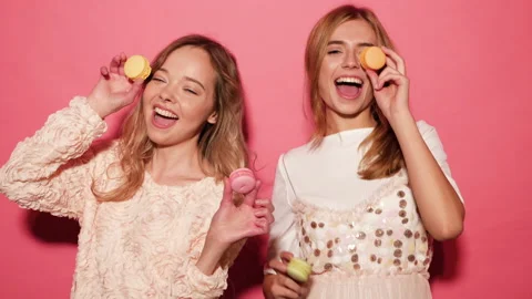 Two young charming  beautiful smiling hipster girls Stock Footage 140522864