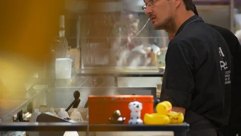 Two Young Chefs Cook ,Tel Aviv, Israel Stock Footage 90424093