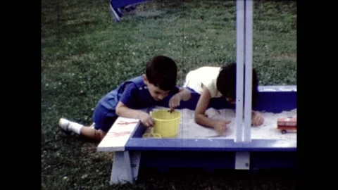 Two Young Children Playing In Sandbox Stock-Footage 170719875