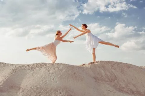 Two young in the desert. Stock Photos