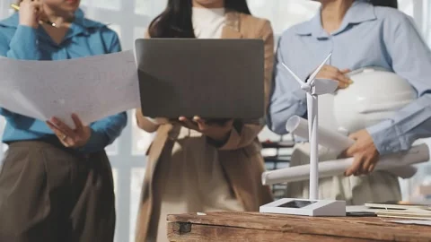 Two Young Engineers Expertise in Solar Cell Installation Meetings and Discu.. Stock Footage 303630119