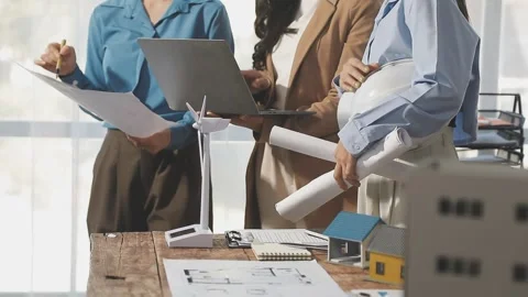 Two Young Engineers Expertise in Solar Cell Installation Meetings and Discu.. Stock Footage 303630142