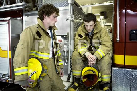 Two young Firemen Stock Photos
