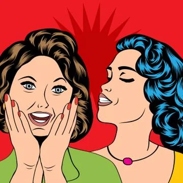 Two young girlfriends talking, comic art illustration Stock-Illustration