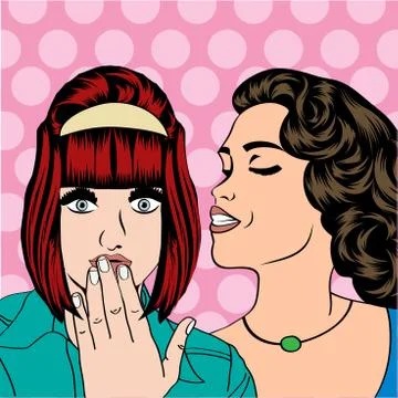 Two young girlfriends talking, comic art illustration Stock-Illustration