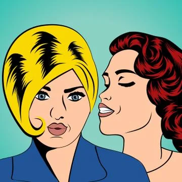 Two young girlfriends talking, comic art illustration Illustrazione stock