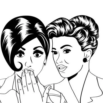 Two young girlfriends talking, comic art illustration Stock Illustration