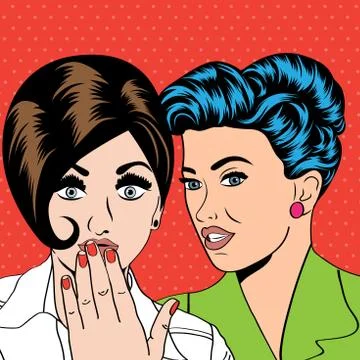 Two young girlfriends talking, comic art illustration Illustrazione stock