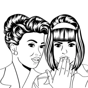 Two young girlfriends talking, comic art illustration Stock-Illustration