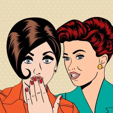 Two young girlfriends talking, comic art illustration Illustrazione stock