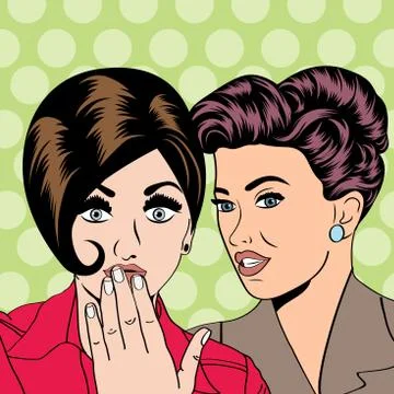 Two young girlfriends talking, comic art illustration Illustrazione stock