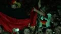 Two Young Girls Waving German Flag Crowd Audience Spectators Football Match Fans HD Footage