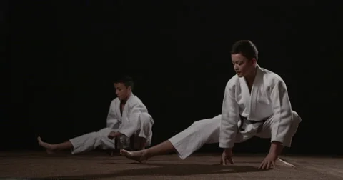 Two young Judoka's warming up 3 Stock-Footage 50381863