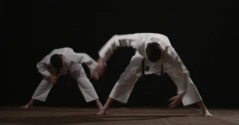Two young Judoka's warming up Stock Footage 50382381