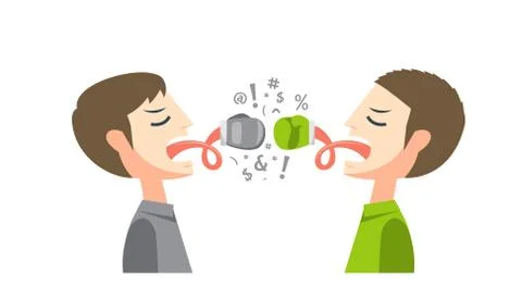 Two young man is having argument with glove in their tongue Stock Illustration