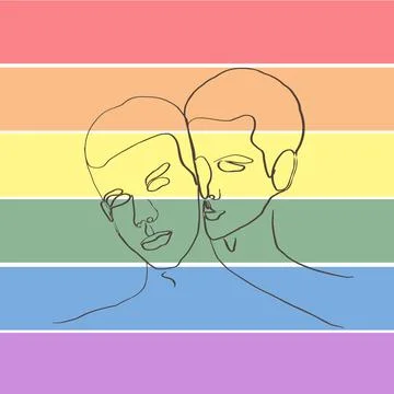 Two young men hug each other same sex love Stock Illustration
