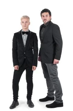 Two young men in jackets Stock Photos