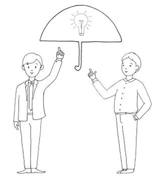 Two young men in office clothes with a banner over their heads. 스톡 일러스트