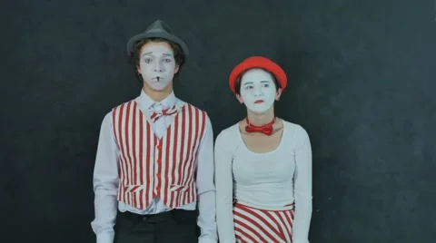 Two young mime crying Stock Footage 68988809