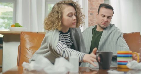 Two young people having flu Stock Footage 114122761