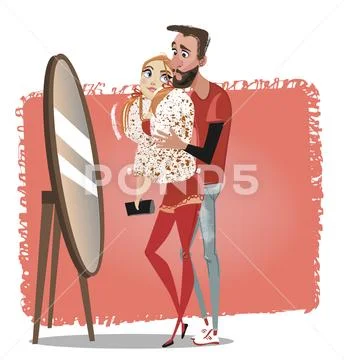 Two young people. Man and woman. Stock Illustration